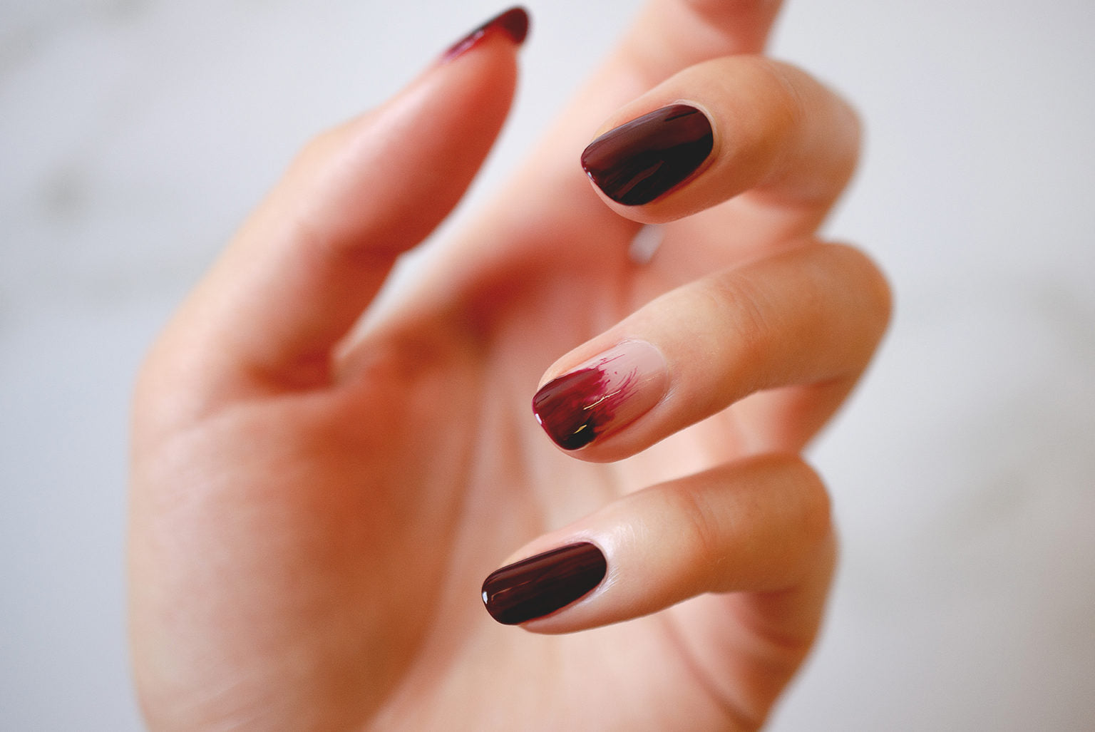 Red and Black Ombre Nails for a Bold Look