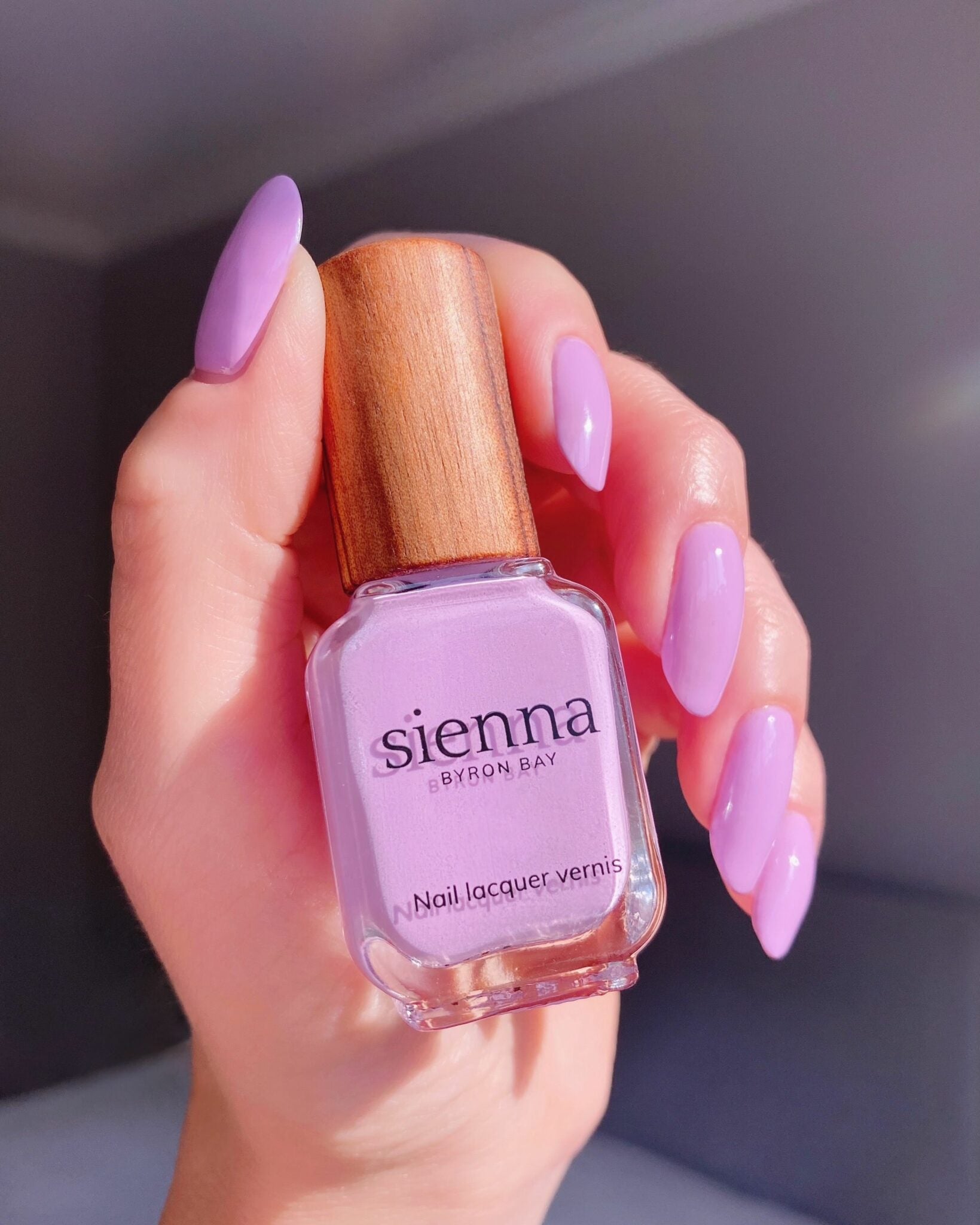 lilac nail polish swatch on fair skin tone by sienna