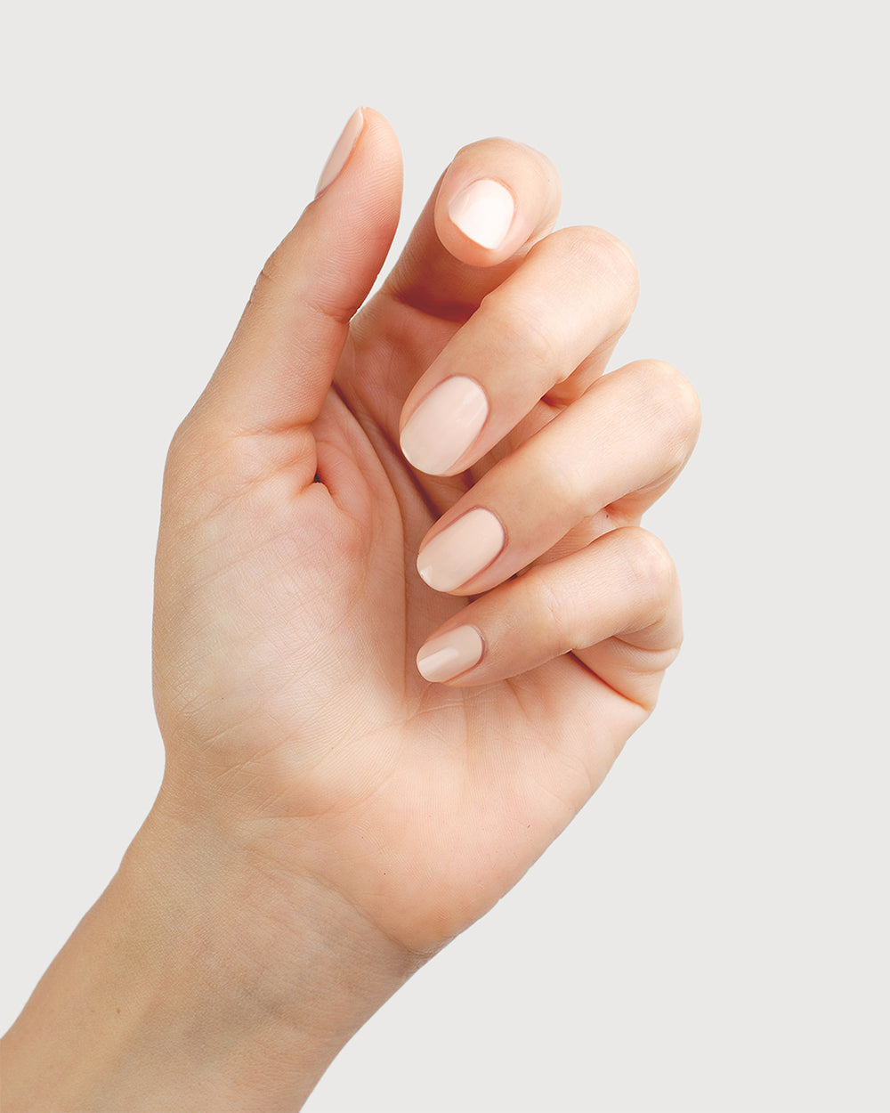 Nude Light Peach Sienna Nail Polish on Fair Skin Tone