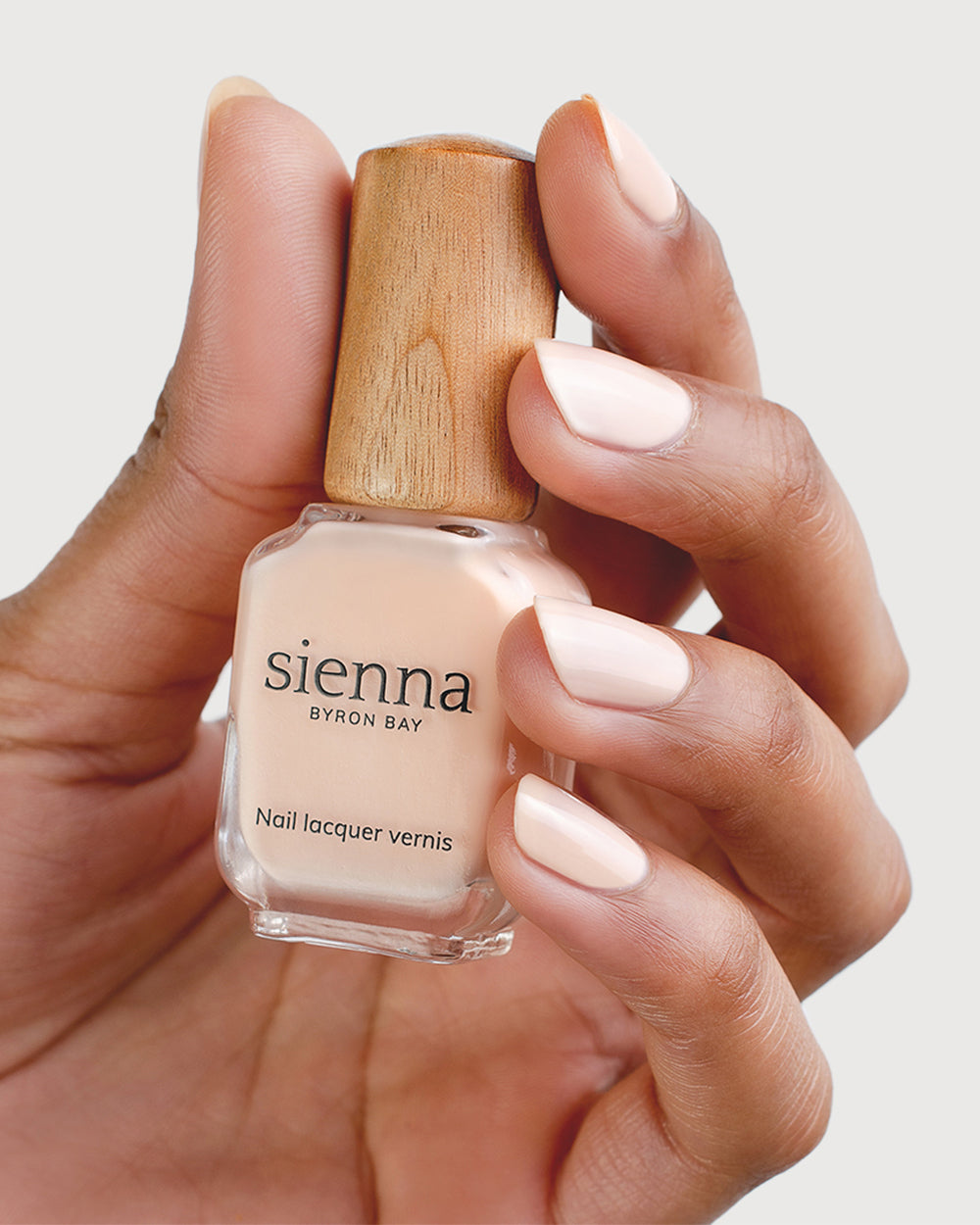 Nude Light Peach Sienna Nail Polish on Medium Skin Tone