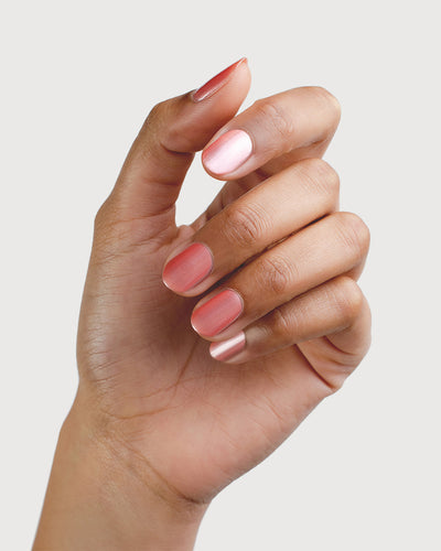 Warm Pink Satin Nail Polish on Medium Skin Tone 