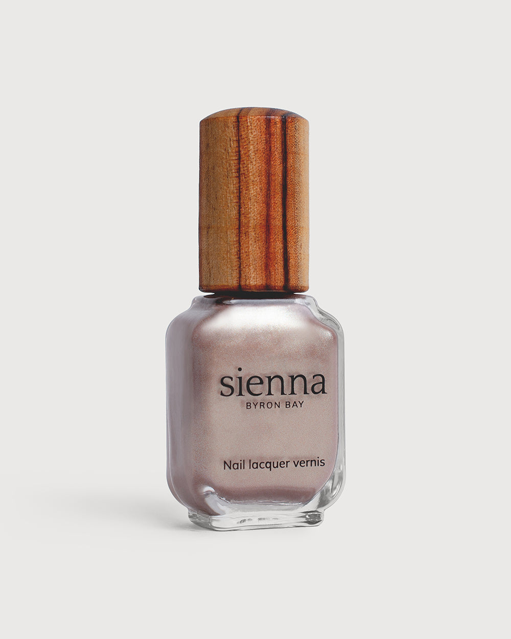 Rose brown with silver satin Glaze nail polish glass bottle with timber cap