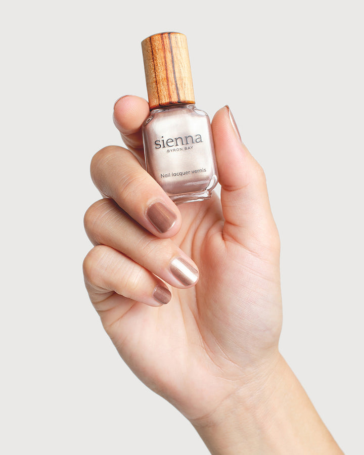 Gaia | Rose Brown with Silver Satin Glaze | Vegan & Natural Nail