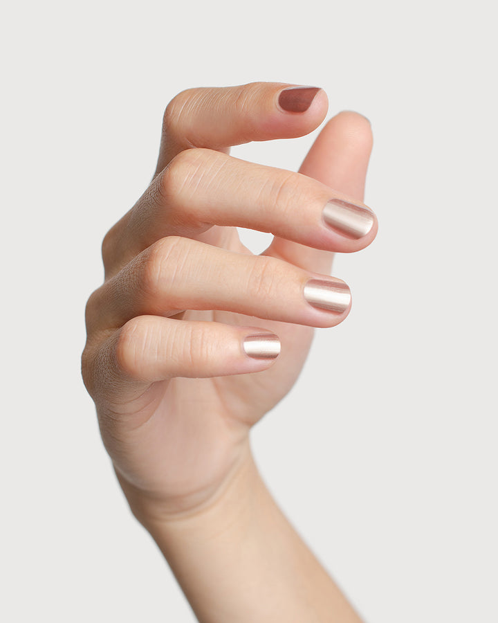 Gaia | Rose Brown with Silver Satin Glaze | Vegan & Natural Nail