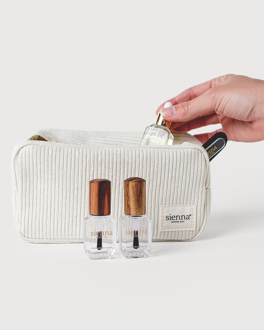 Goodness gift set by Sienna Byron Bay with base coat and top coat at the front