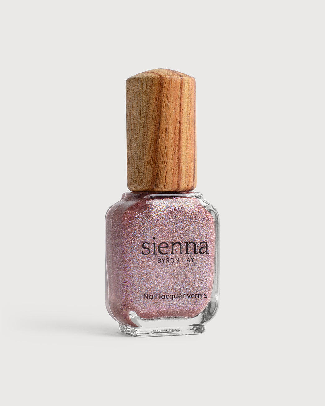 Nebula: Holographic Amethyst Shimmer Glass Bottle Timber Glass