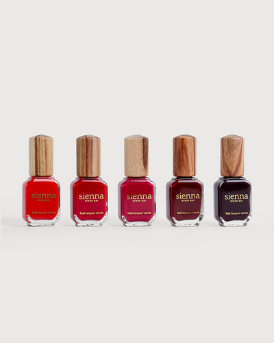 Collection of Red Nail Polishes by Sienna Byron Bay