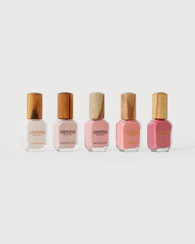 Collection of 5 pink Sienna Nail Polish Bottles