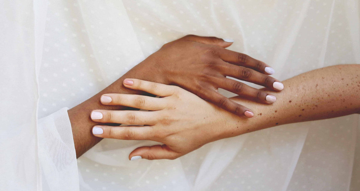 pastel ombre nail polish hand swatch on fair and medium skin tone by sienna