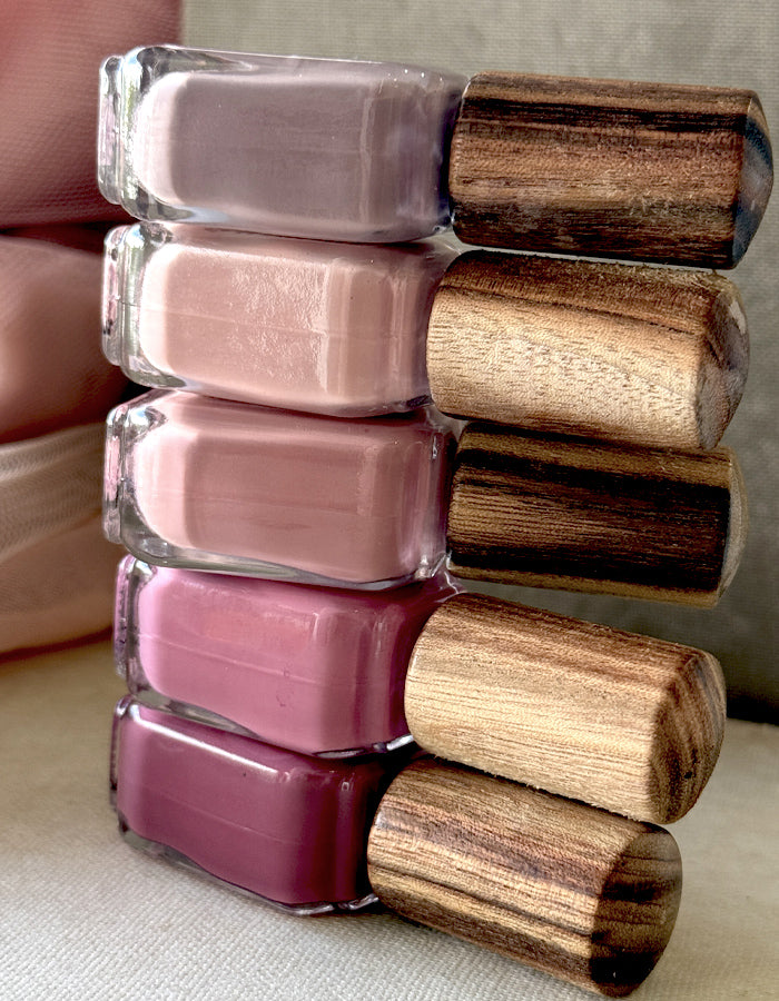 Heartsong collection quin, a collection of five earthy pink and mauve creme shades inspired by nature