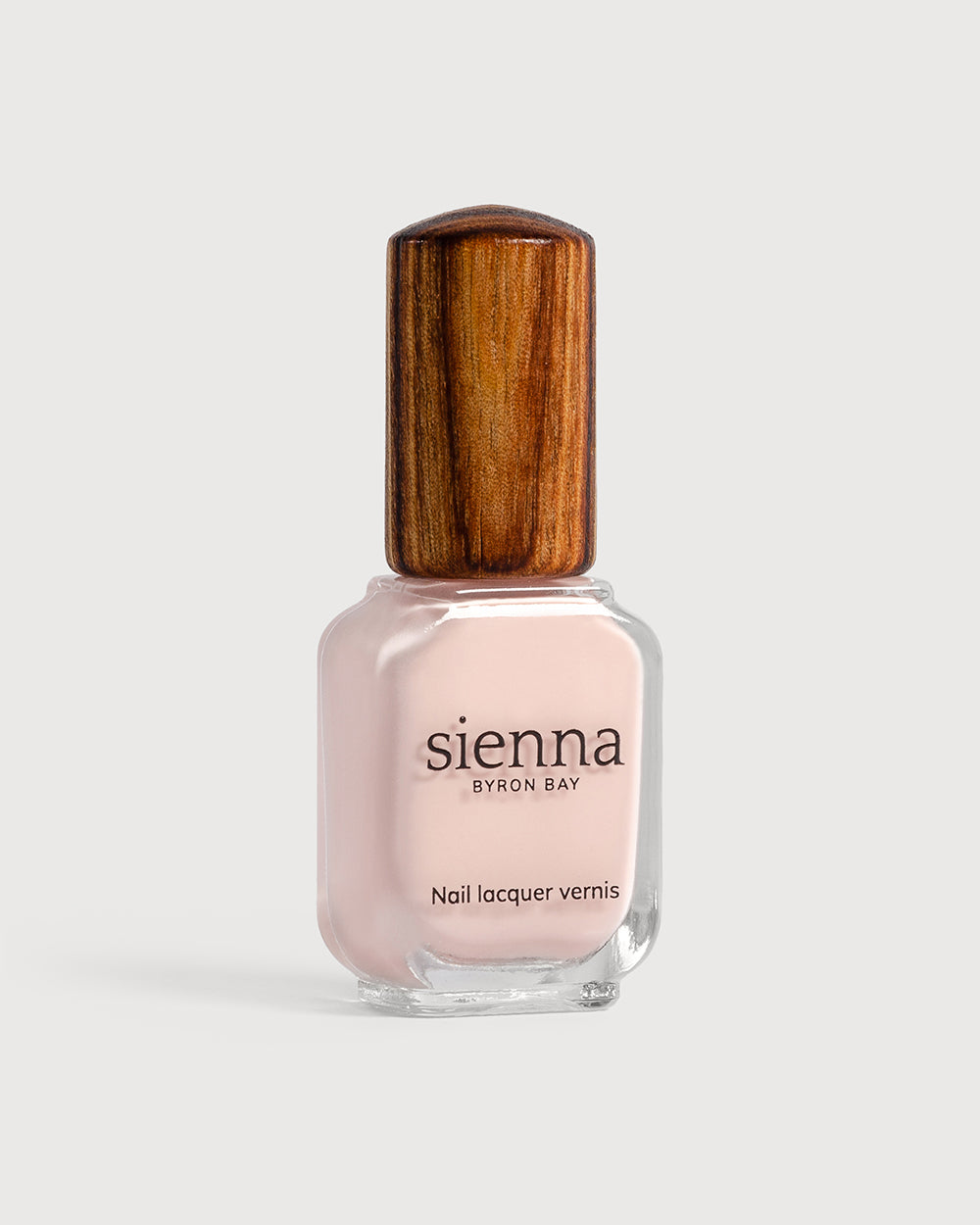 rosewater pink nail polish glass bottle with timber cap