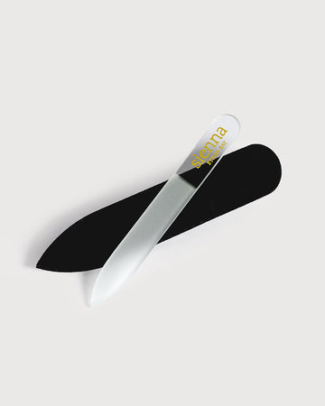 mini glass nail file with black cover